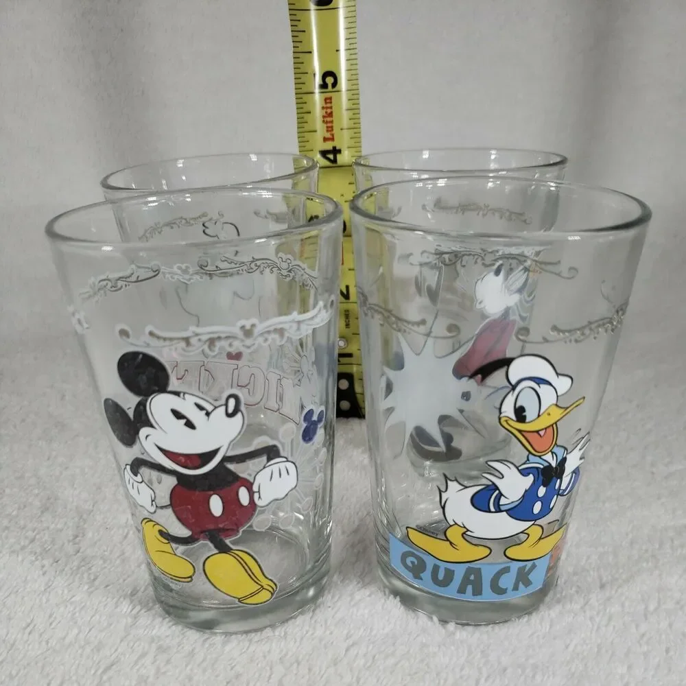Disney Mickey Mouse Minnie Donald Duck Goofy Vintage Juice Glasses Rare Uncommon
